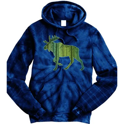 Moose Forest Silhouette Tie Dye Hoodie