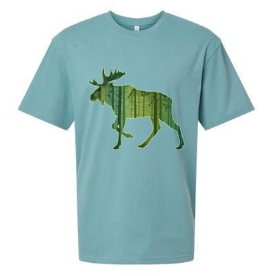 Moose Forest Silhouette Sueded Cloud Jersey T-Shirt
