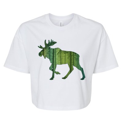 Moose Forest Silhouette Bella+Canvas Jersey Crop Tee