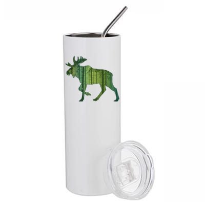 Moose Forest Silhouette Stainless Steel Tumbler