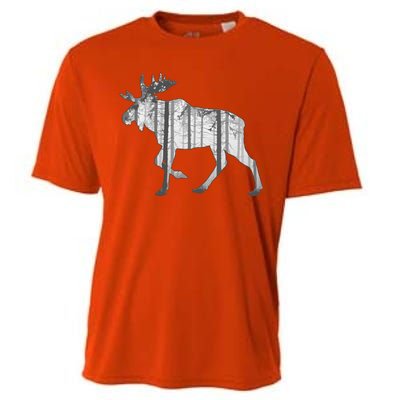 Moose Forest Silhouette Grey Style Cooling Performance Crew T-Shirt