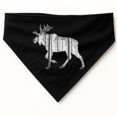 Moose Forest Silhouette Grey Style USA-Made Doggie Bandana