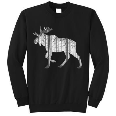 Moose Forest Silhouette Grey Style Sweatshirt
