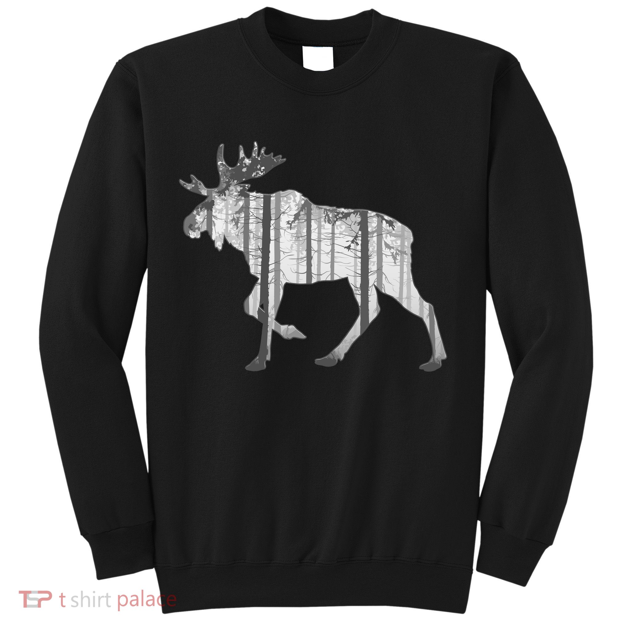 Moose Forest Silhouette Grey Style Sweatshirt