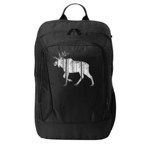 Moose Forest Silhouette Grey Style City Backpack