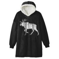 Moose Forest Silhouette Grey Style Hooded Wearable Blanket