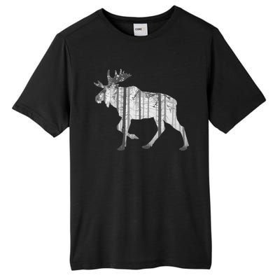 Moose Forest Silhouette Grey Style Tall Fusion ChromaSoft Performance T-Shirt