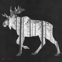 Moose Forest Silhouette Grey Style 11oz C Handle Ceramic Mug