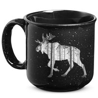 Moose Forest Silhouette Grey Style 15oz Campfire Ceramic Mug