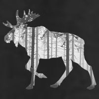 Moose Forest Silhouette Grey Style 15oz Campfire Ceramic Mug