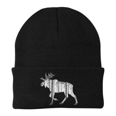 Moose Forest Silhouette Grey Style Beanie