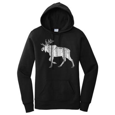 Moose Forest Silhouette Grey Style Women's Pullover Hoodie