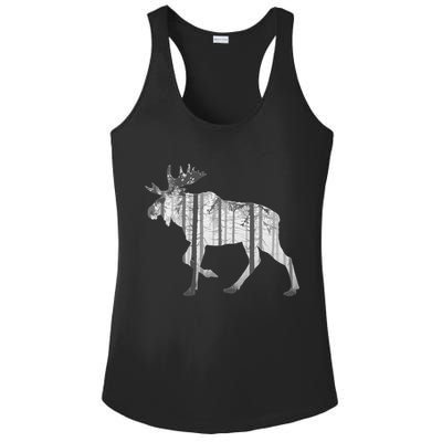 Moose Forest Silhouette Grey Style Ladies PosiCharge Competitor Racerback Tank