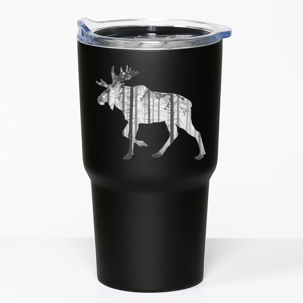 Moose Forest Silhouette Grey Style Tumbler