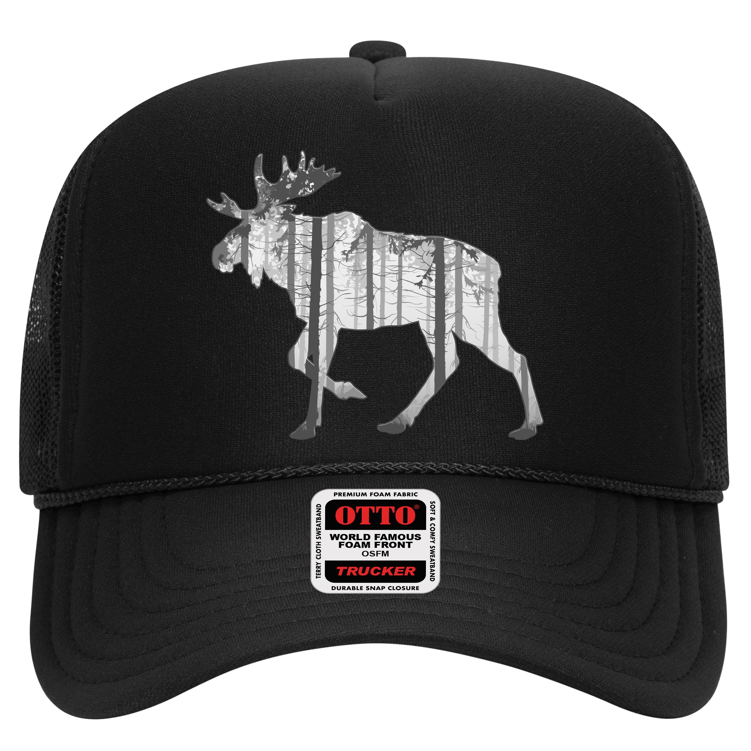 Moose Forest Silhouette Grey Style Hat