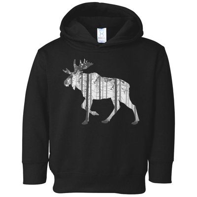 Moose Forest Silhouette Grey Style Toddler Hoodie