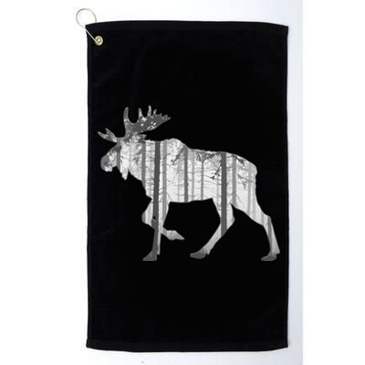 Moose Forest Silhouette Grey Style Platinum Collection Golf Towel