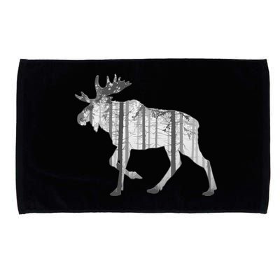 Moose Forest Silhouette Grey Style Microfiber Hand Towel