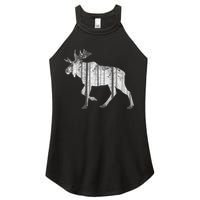 Moose Forest Silhouette Grey Style Women's Perfect Tri Rocker Tank
