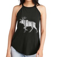 Moose Forest Silhouette Grey Style Women's Perfect Tri Rocker Tank