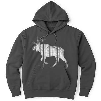 Moose Forest Silhouette Grey Style Hoodie