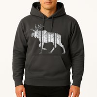 Moose Forest Silhouette Grey Style Hoodie