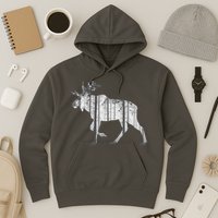 Moose Forest Silhouette Grey Style Hoodie