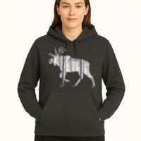 Moose Forest Silhouette Grey Style Hoodie