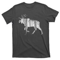 Moose Forest Silhouette Grey Style T-Shirt