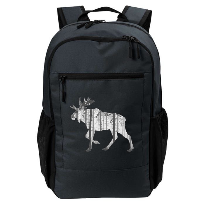 Moose Forest Silhouette Grey Style Backpack