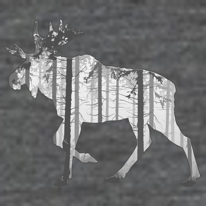 Moose Forest Silhouette Grey Style Backpack