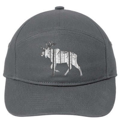 Moose Forest Silhouette Grey Style 7-Panel Snapback Hat