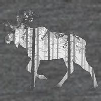 Moose Forest Silhouette Grey Style 7-Panel Snapback Hat