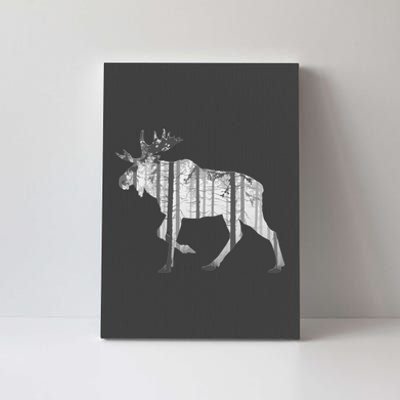 Moose Forest Silhouette Grey Style Canvas