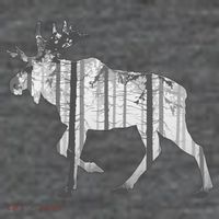 Moose Forest Silhouette Grey Style Flatbill Hat