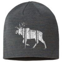 Moose Forest Silhouette Grey Style Sustainable Beanie