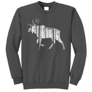 Moose Forest Silhouette Grey Style Tall Sweatshirt