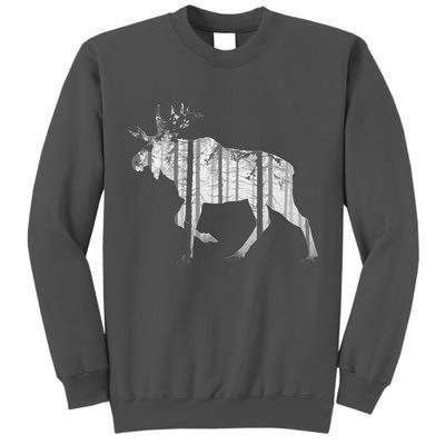 Moose Forest Silhouette Grey Style Tall Sweatshirt