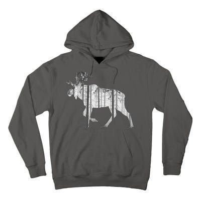 Moose Forest Silhouette Grey Style Tall Hoodie