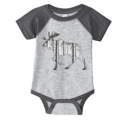 Moose Forest Silhouette Grey Style Infant Baby Jersey Bodysuit