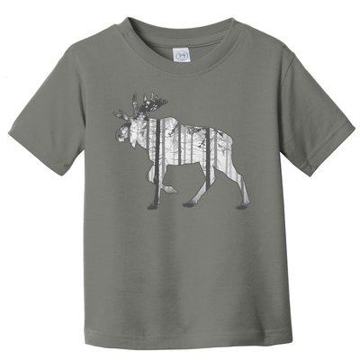 Moose Forest Silhouette Grey Style Toddler T-Shirt