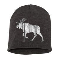 Moose Forest Silhouette Grey Style Short Acrylic Beanie