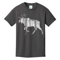 Moose Forest Silhouette Grey Style Kids T-Shirt