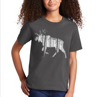 Moose Forest Silhouette Grey Style Kids T-Shirt