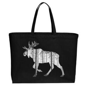 Moose Forest Silhouette Grey Style Cotton Canvas Jumbo Tote