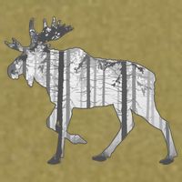 Moose Forest Silhouette Grey Style Garment-Dyed Women's Muscle Tee