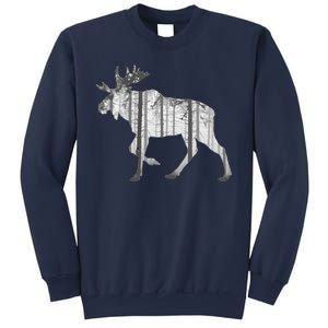 Moose Forest Silhouette Grey Style Sweatshirt