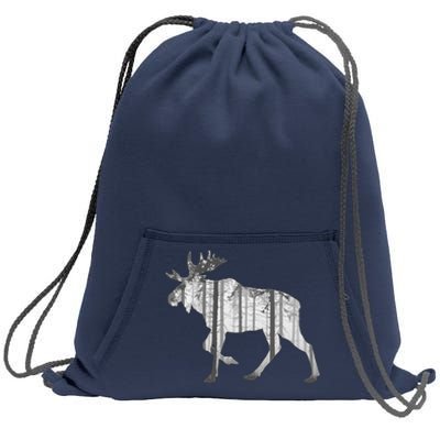 Moose Forest Silhouette Grey Style Sweatshirt Cinch Pack Bag