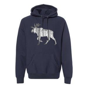 Moose Forest Silhouette Grey Style Premium Hoodie