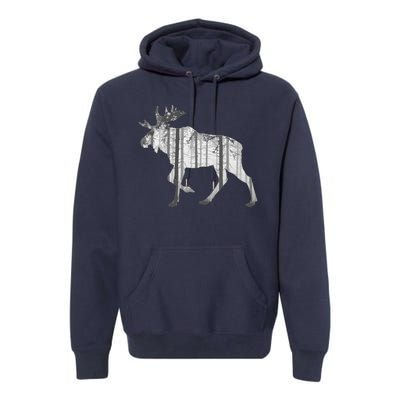 Moose Forest Silhouette Grey Style Premium Hoodie